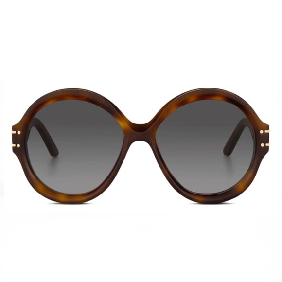 NEW AUTHENTIC DIORSIGNATURE R1U 26A1 HAVANA GREY ROUND WOMEN DIOR SUNGLASSES - Picture 2 of 3